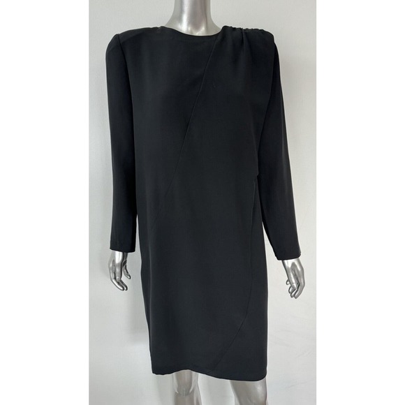 Luisa Spagnoli black Dress IT 44 Shoulder Pads Jewel Gatsby VTG - Picture 4 of 12